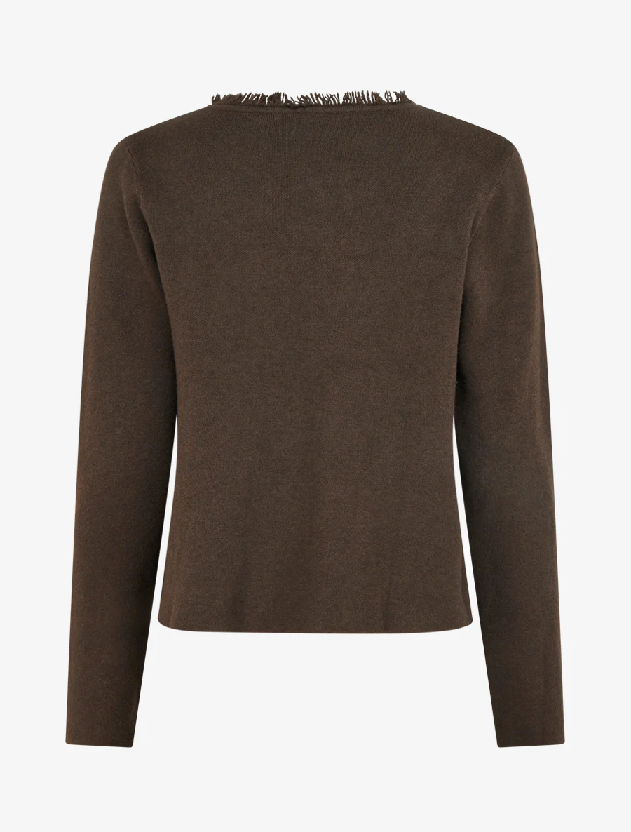 Effen gilet met rafelig detail - Bruin - Image 2