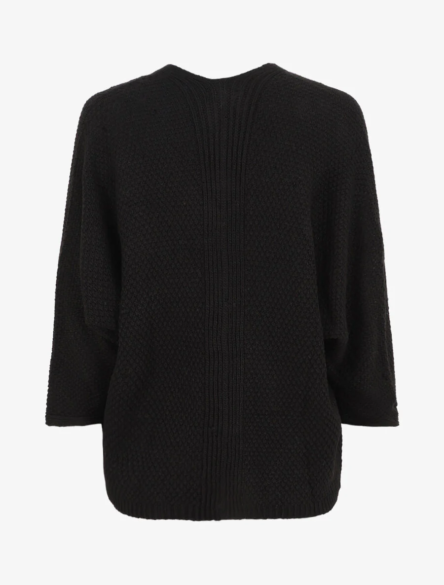 Effen halflang open vest - Zwart - Image 2