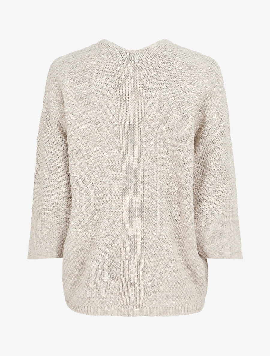 Effen halflang open vest - Beige - Image 2