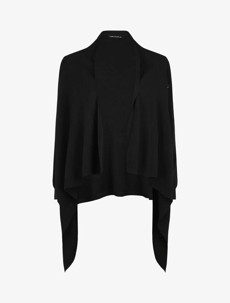 Effen halflang vest met geribde boorden - zwart - Image 3