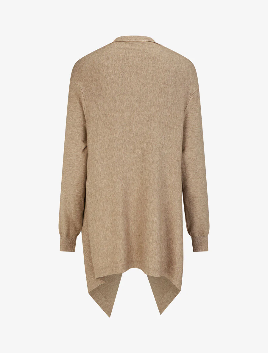 Effen halflang vest met geribde boorden - taupe - Image 2