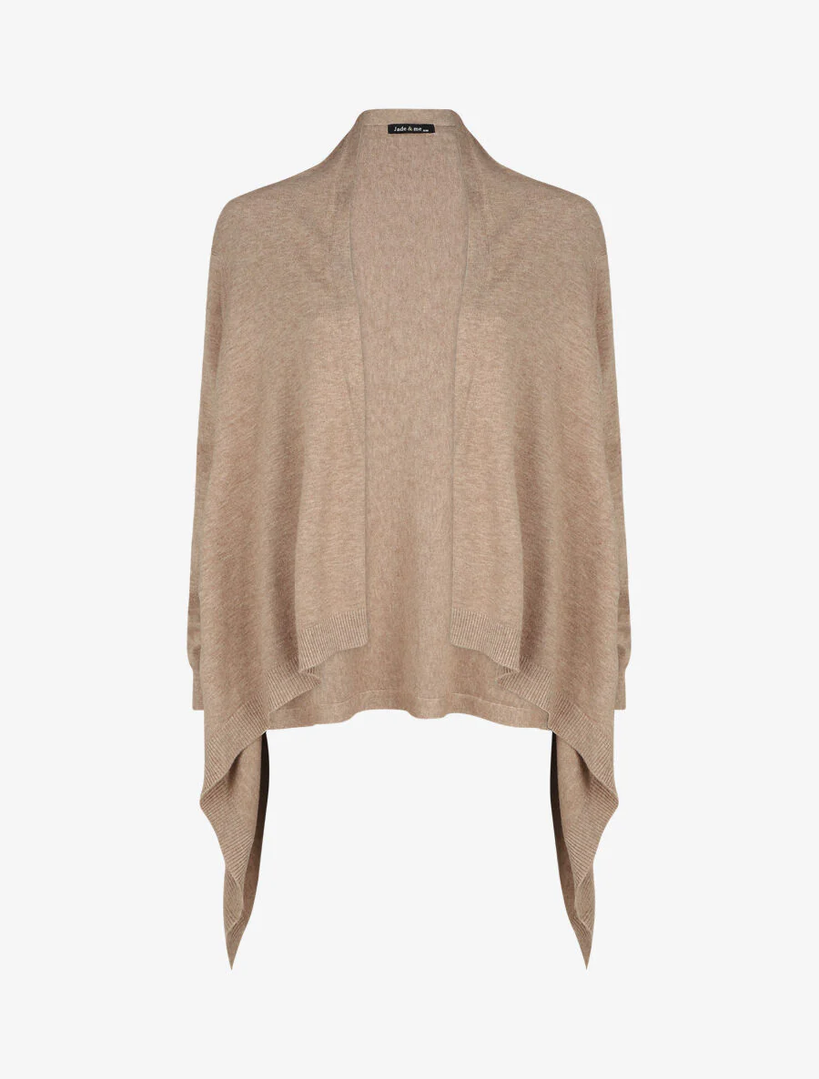 Effen halflang vest met geribde boorden - taupe - Image 3
