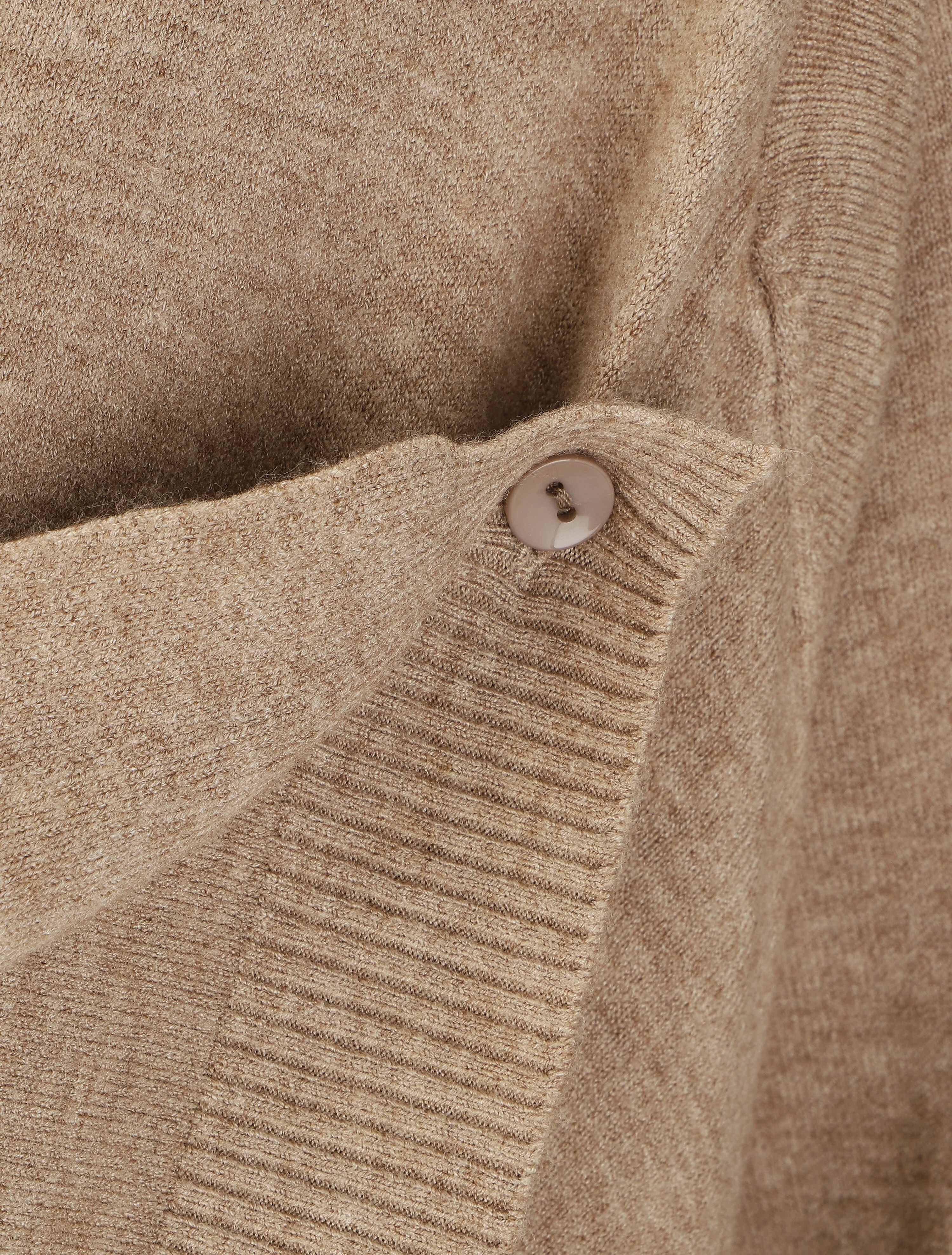 Effen halflang vest met geribde boorden - taupe - Image 4