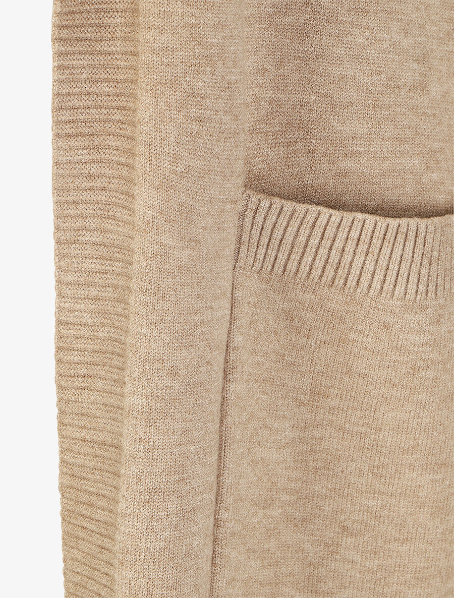 Effen halflang vest met geribde boorden - Beige - Image 3