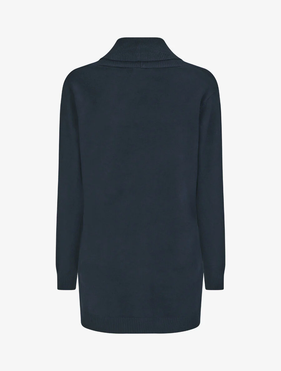 Effen halflang vest met geribde boorden - Marineblauw - Image 2