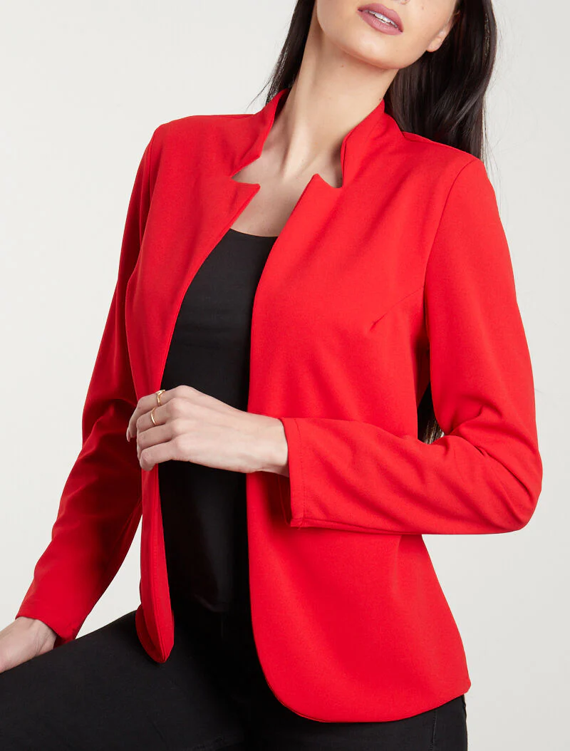 Effen jasje met reverskraag - rood - Image 3