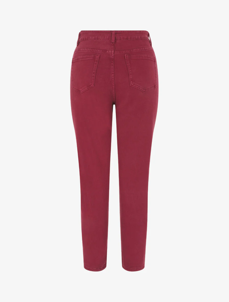 Effen jeans met hoge taille - bordeaux - Image 2