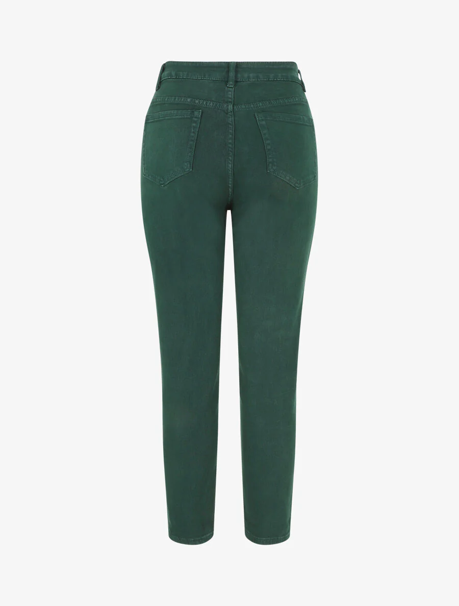 Effen jeans met hoge taille - Dennengroen - Image 2