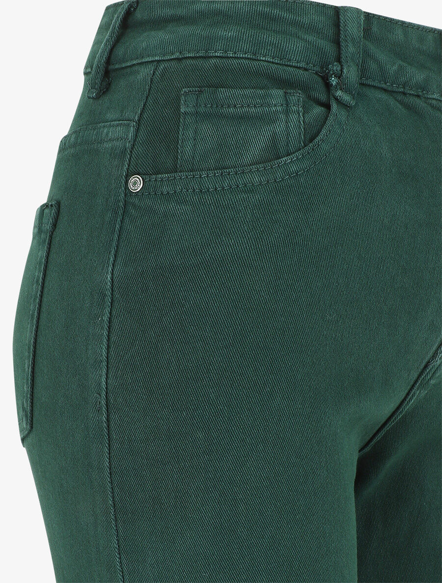 Effen jeans met hoge taille - Dennengroen - Image 3