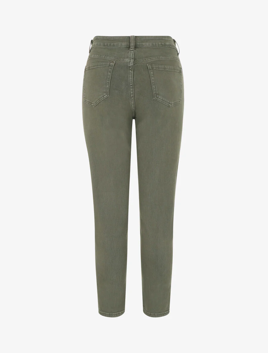 Effen jeans met hoge taille - Khaki - Image 2
