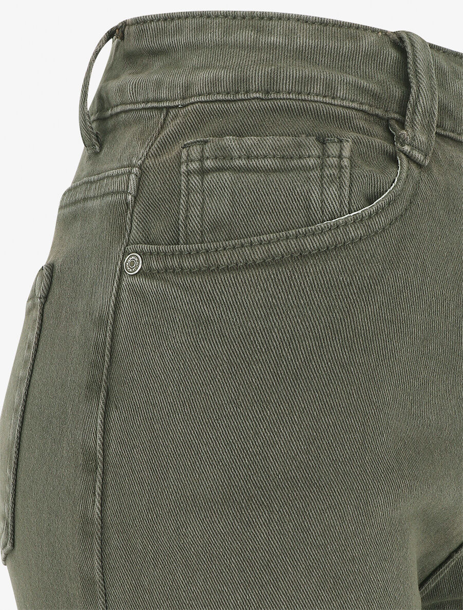 Effen jeans met hoge taille - Khaki - Image 3