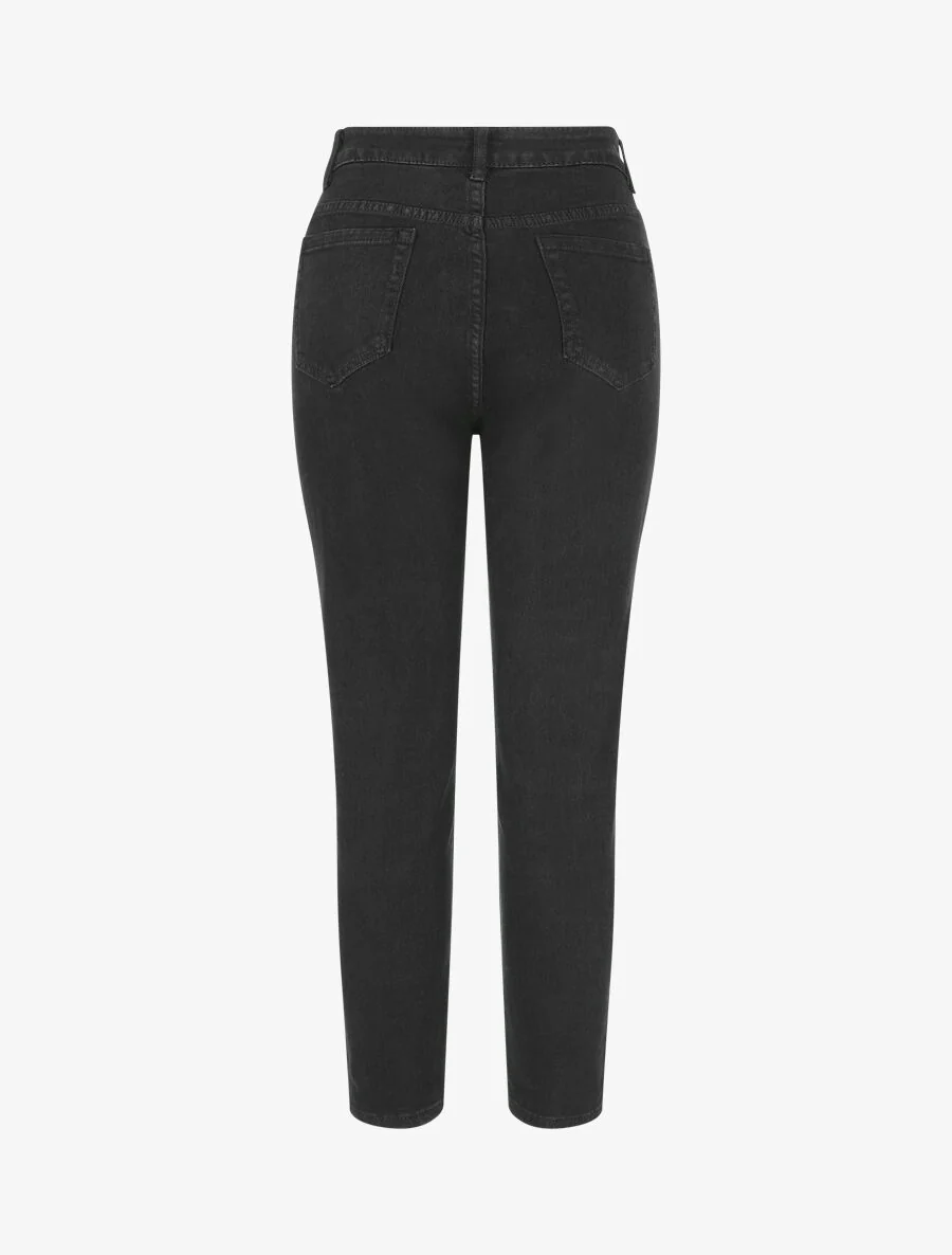 Effen jeans met hoge taille - Zwart - Image 2