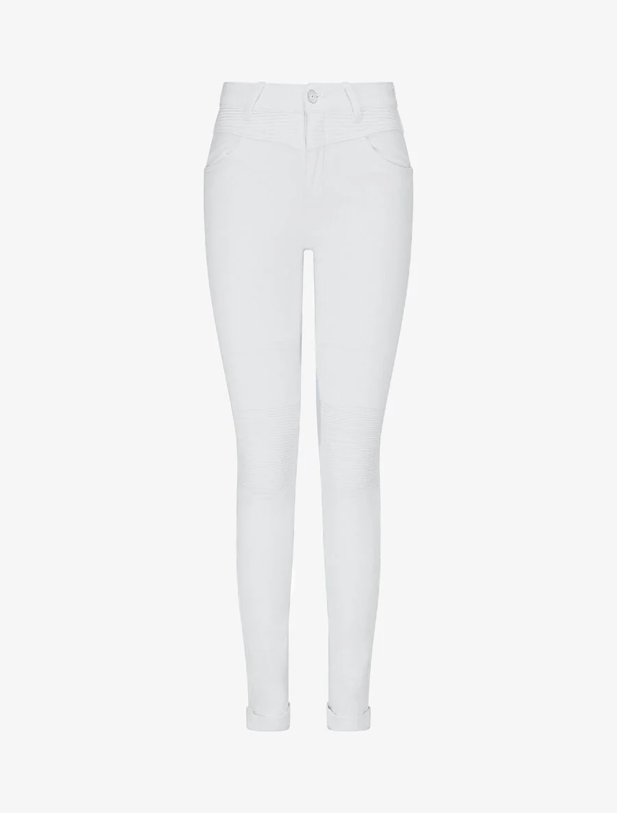 Effen jeans met versterkte knieƫn. slim-fit - Wit