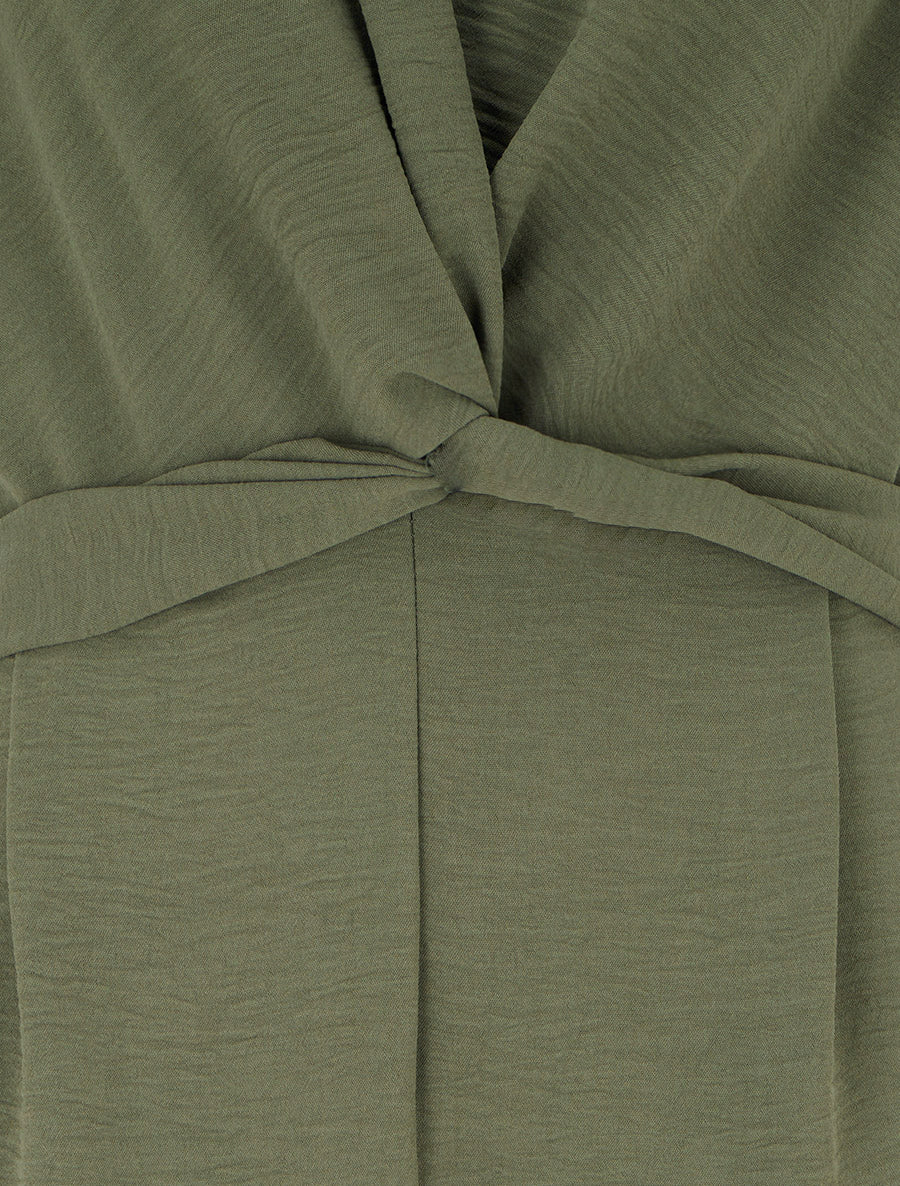 Effen jumpsuit met korte mouwen - Kaki - Image 3