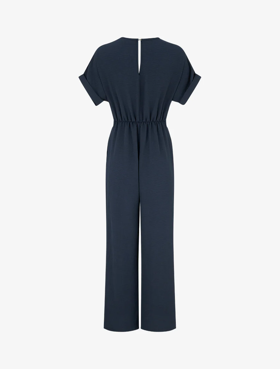 Effen jumpsuit met korte mouwen - Nachtblauw - Image 2