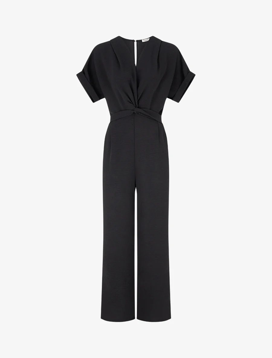 Effen jumpsuit met korte mouwen - Zwart