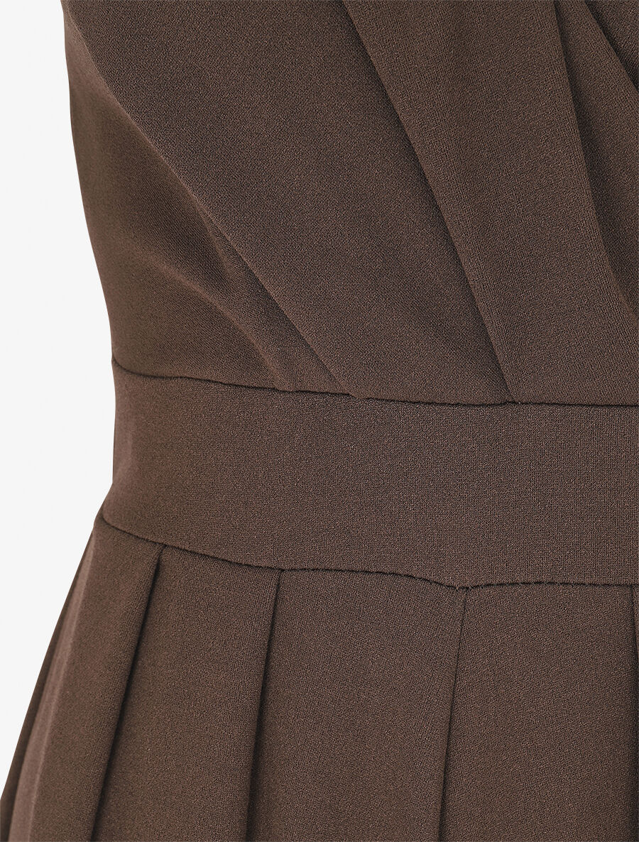 Effen jumpsuit met opengewerkte achterkant - bruin - Image 3
