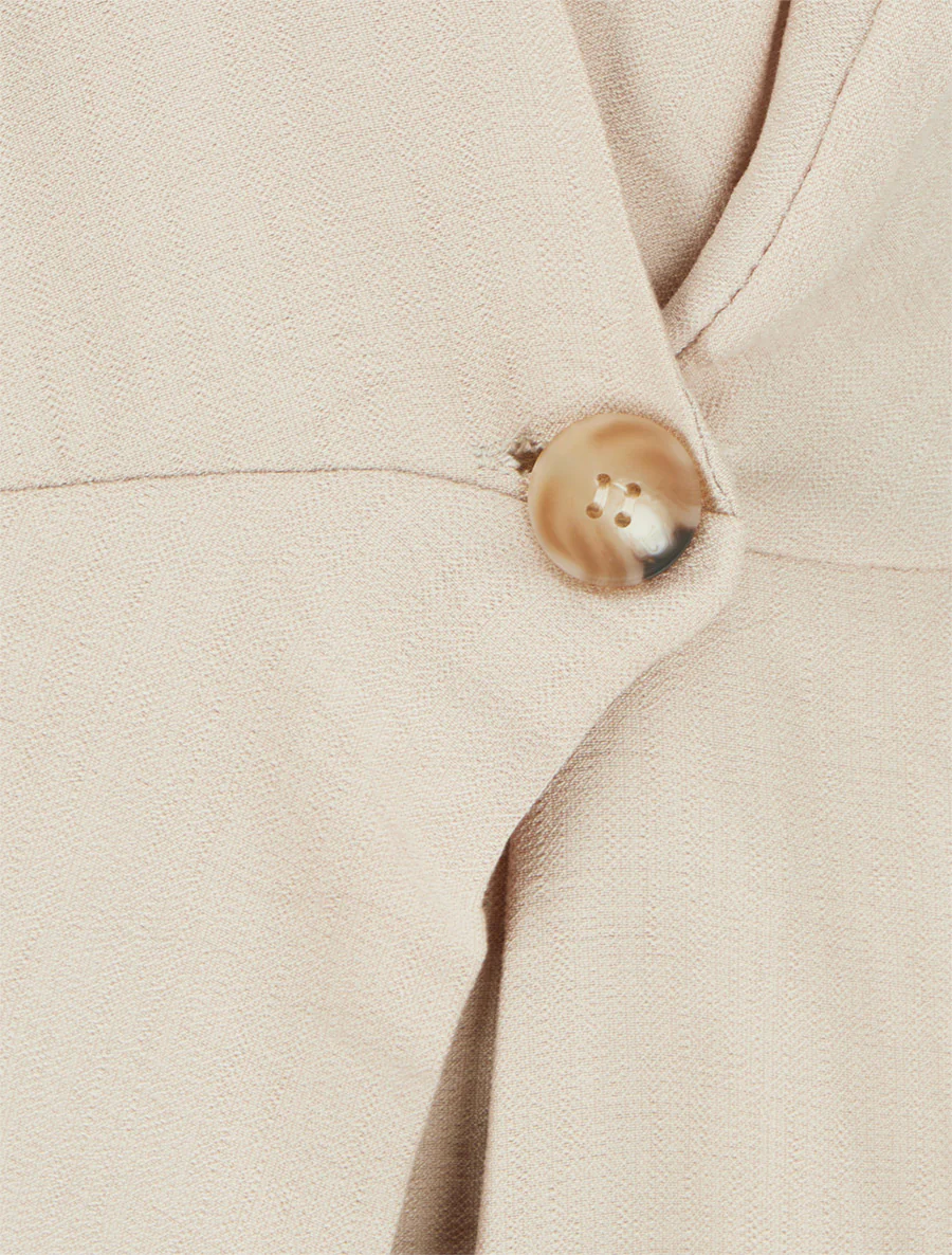 Effen jumpsuit met overslagkraag - Beige - Image 3