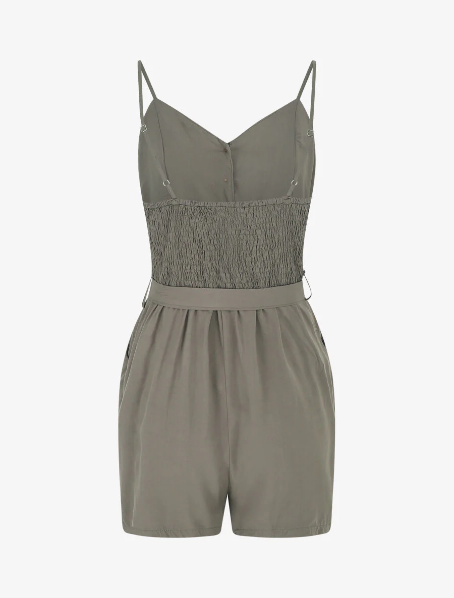 Effen jumpsuit met riem - Kakigroen - Image 2