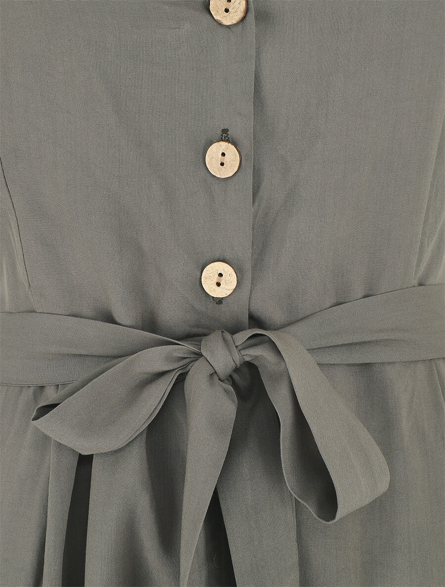 Effen jumpsuit met riem - Kakigroen - Image 3