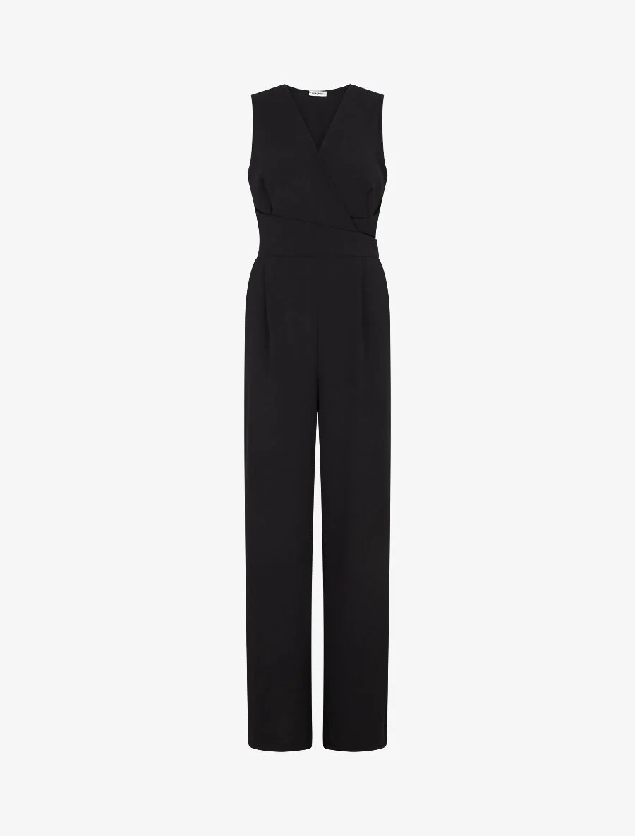 Effen jumpsuit zonder mouwen - zwart