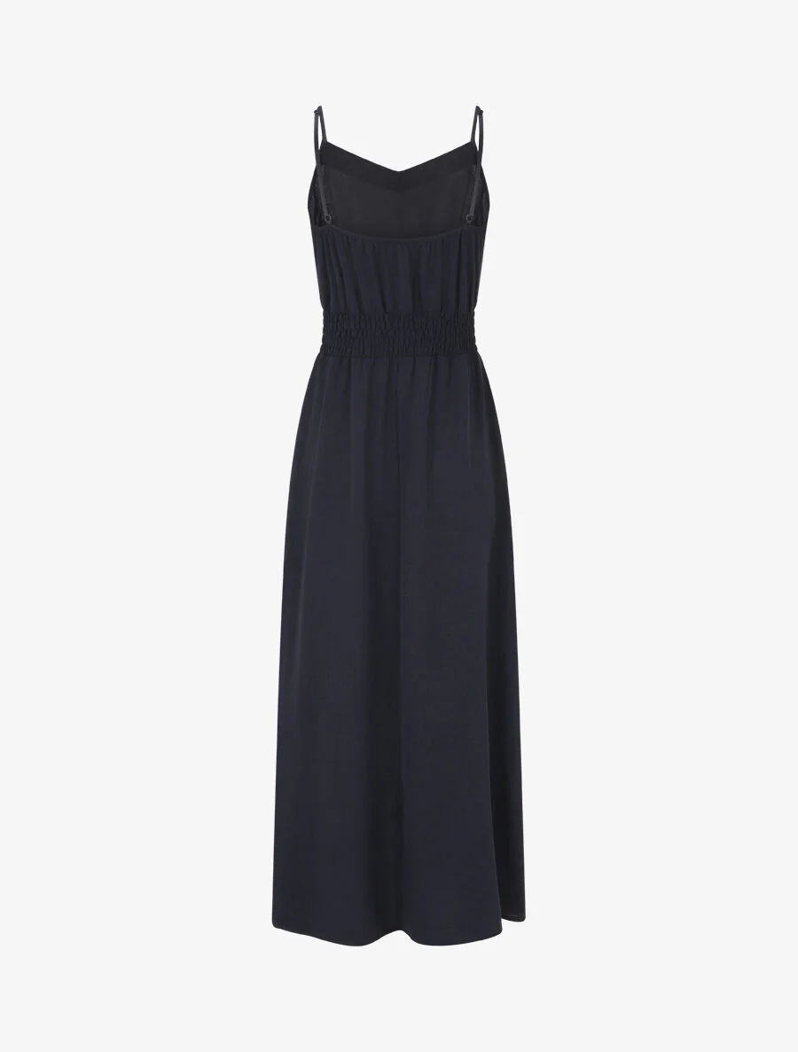 Effen jurk met elastiek - Marineblauw - Image 2