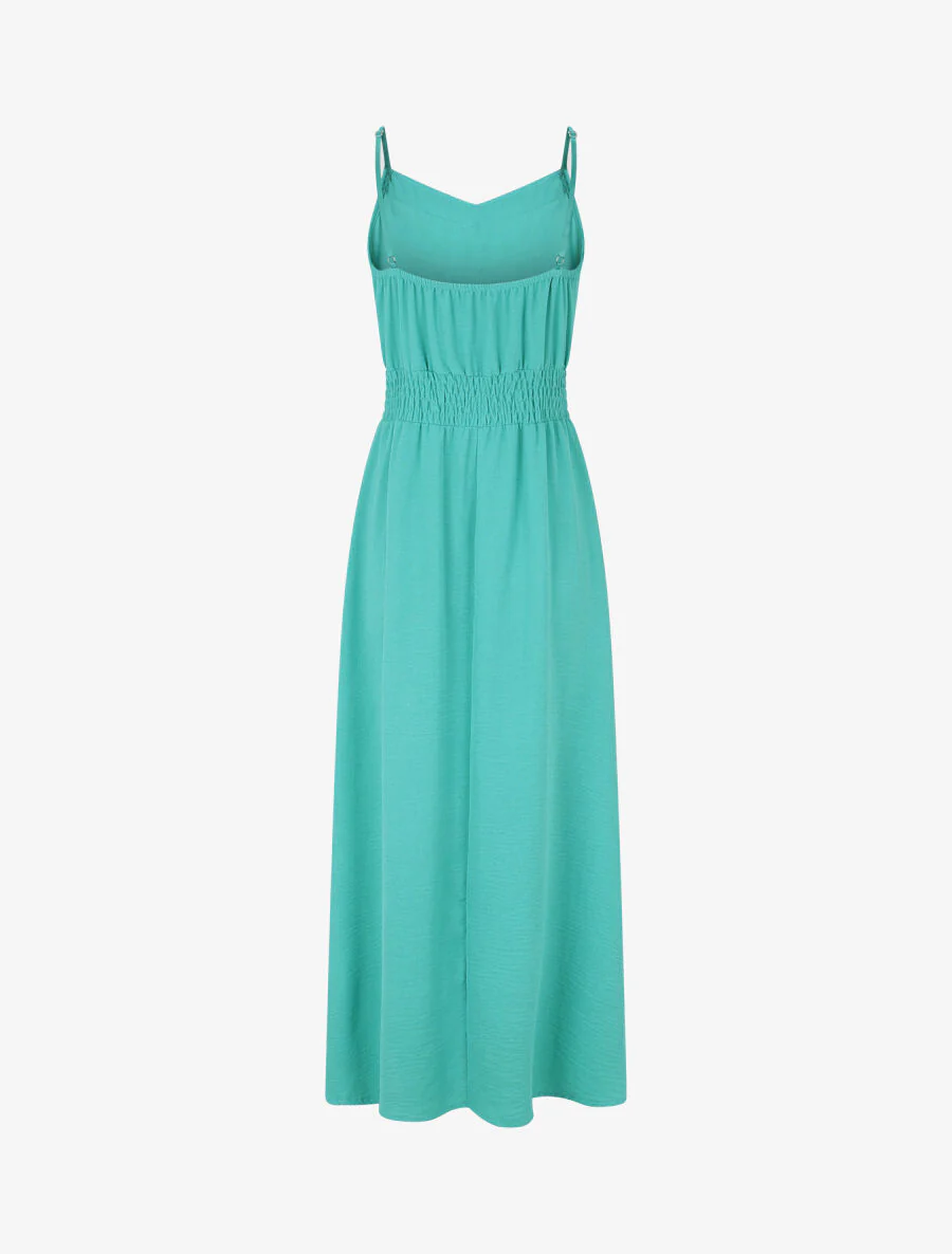 Effen jurk met elastiek - turquoise - Image 2