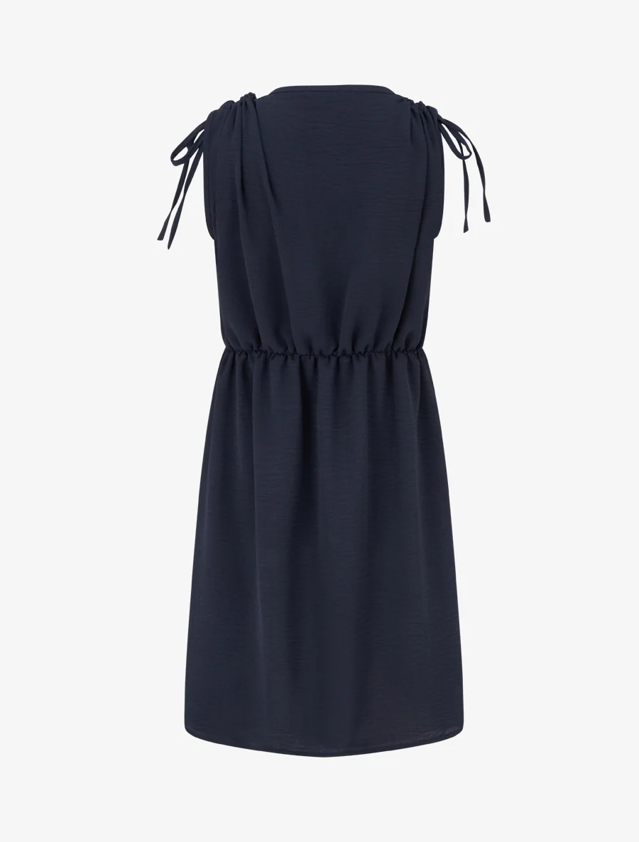 Effen jurk met sierstuk op de taille - Marine - Image 2