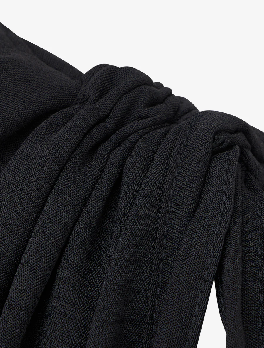 Effen jurk met sierstuk op de taille - Zwart - Image 3
