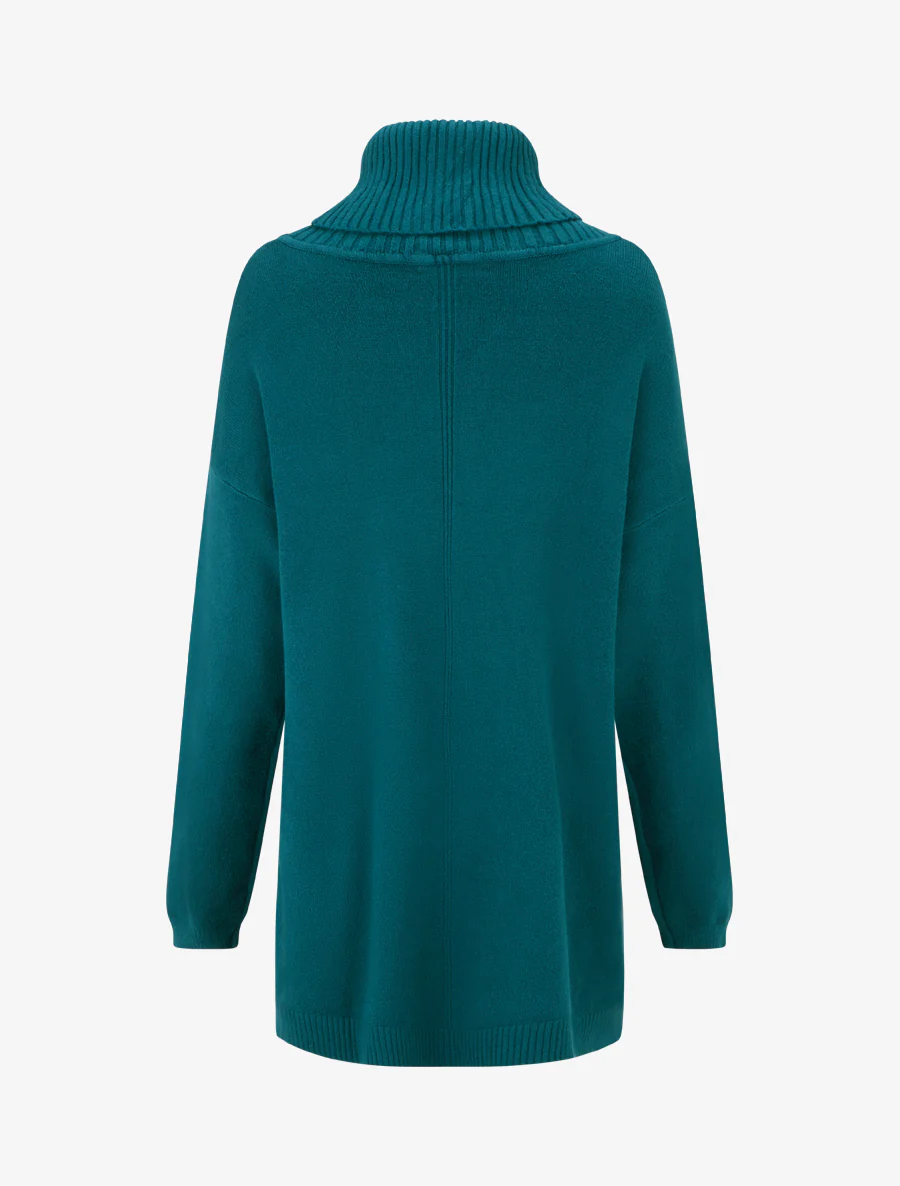 Effen lang trui met zakken - Eendenblauw - Image 2