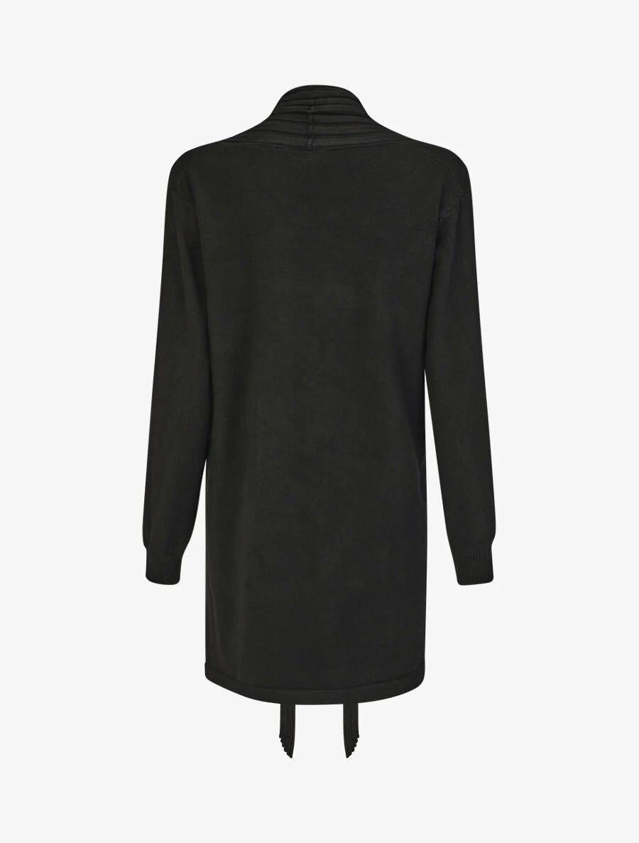 Effen lang vest met geribde boorden - zwart - Image 2