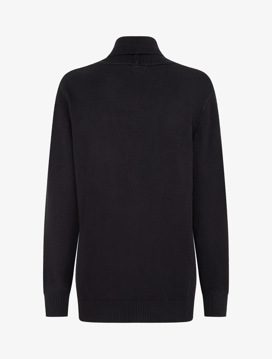 Effen lang vest met lange mouwen - Zwart - Image 2