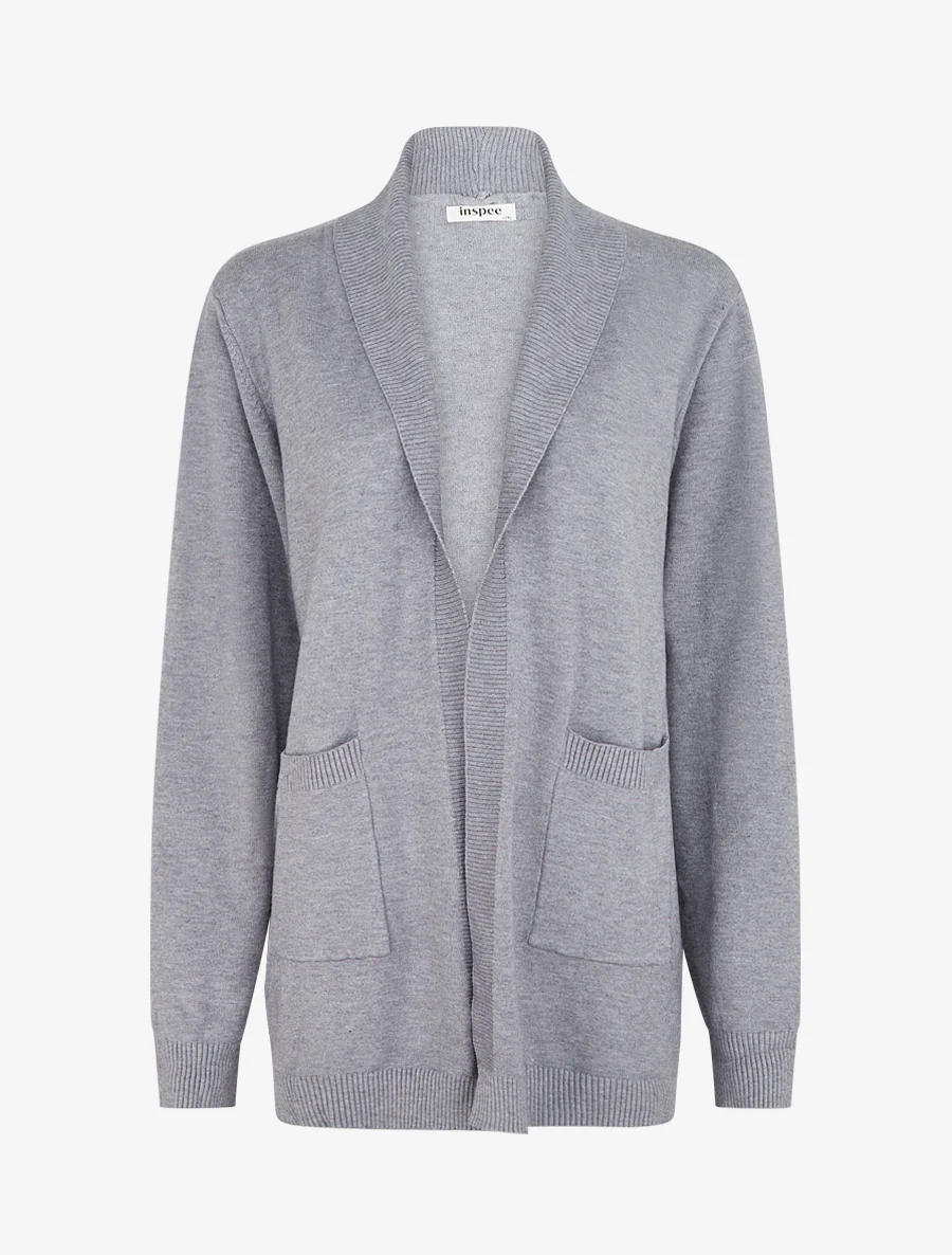 Effen lang vest met lange mouwen - Grijs