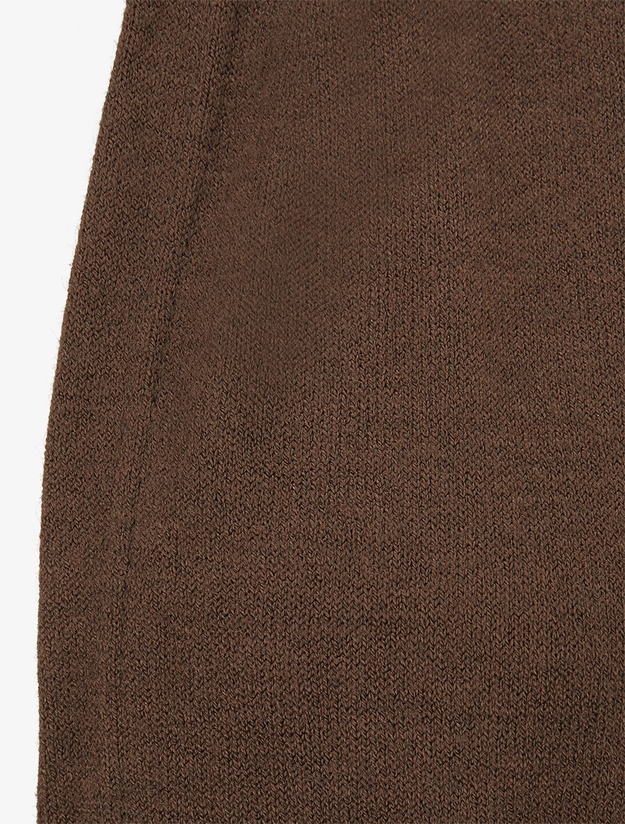Effen lang vest met oprolmouwen - bruin - Image 3