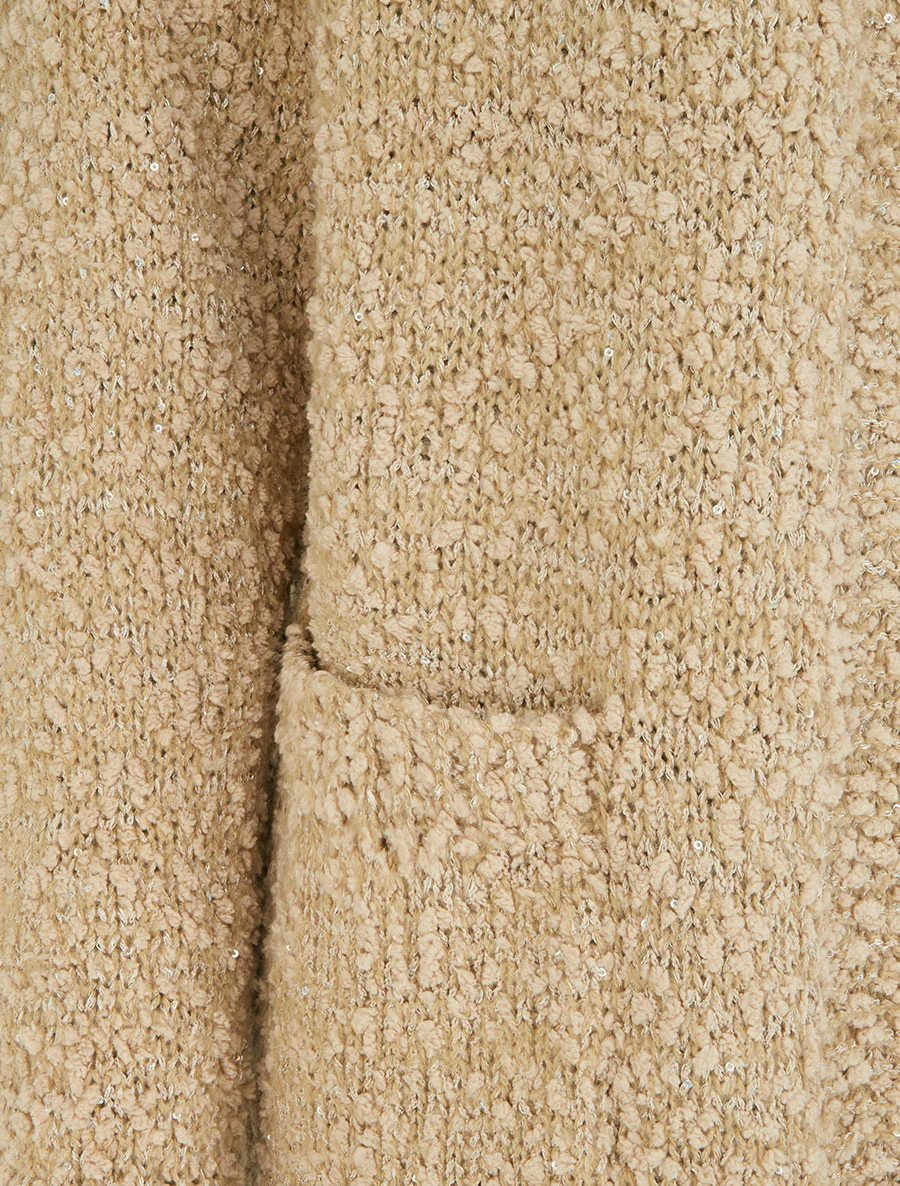 Effen lang vest met pailletten - Beige - Image 3