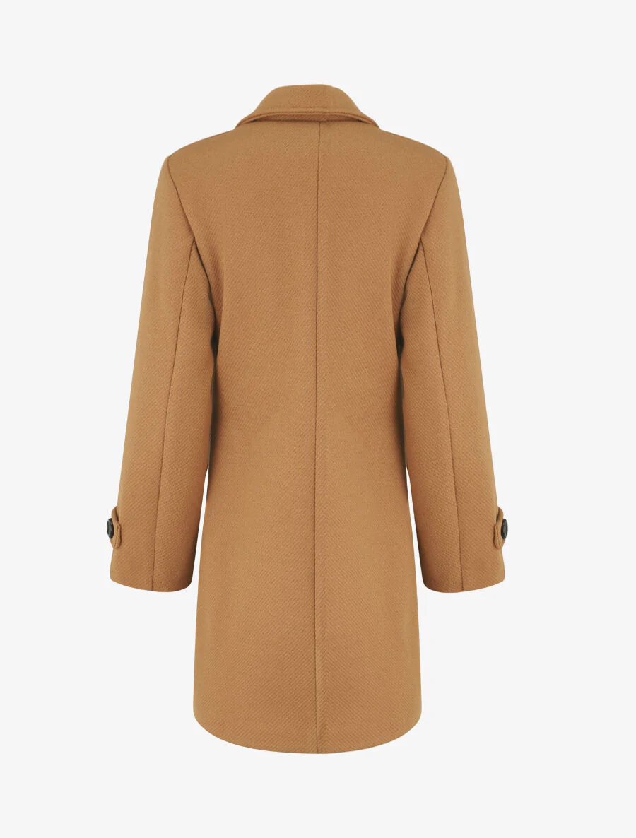 Effen lange jas met en notch-revers - camel - Image 2