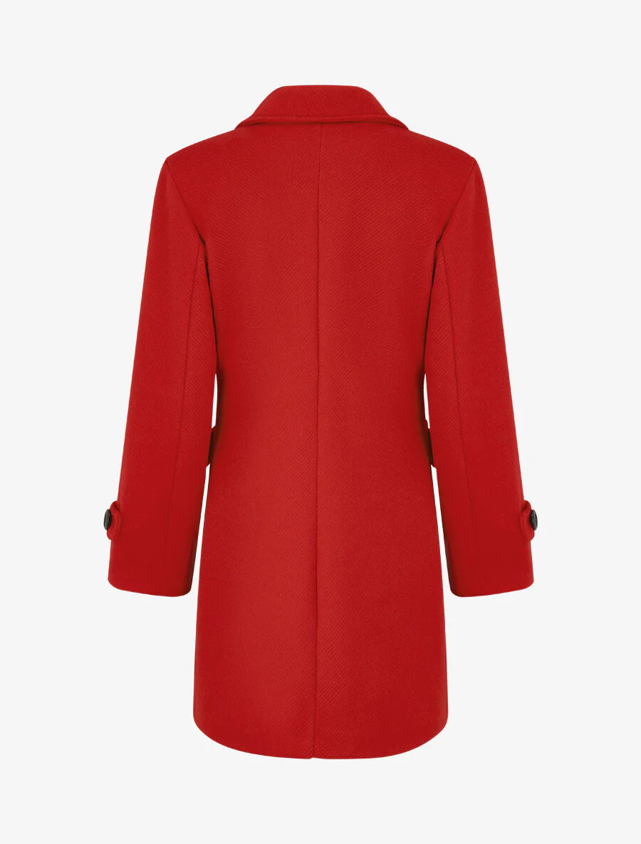 Effen lange jas met en notch-revers - rood - Image 2