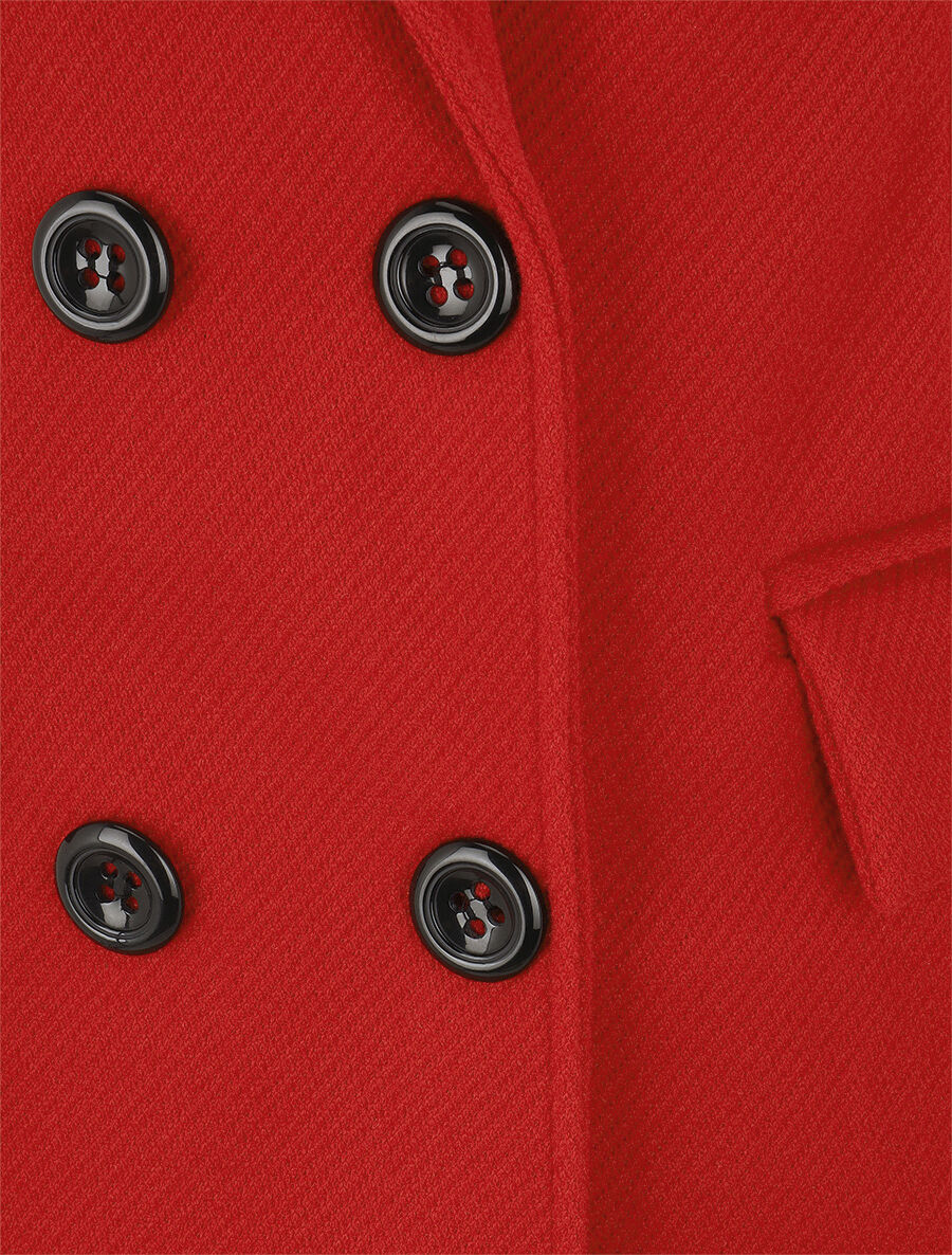 Effen lange jas met en notch-revers - rood - Image 3