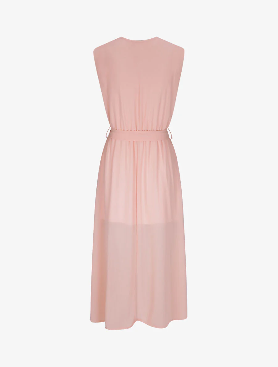 Effen lange jurk met voile - Roze - Image 2