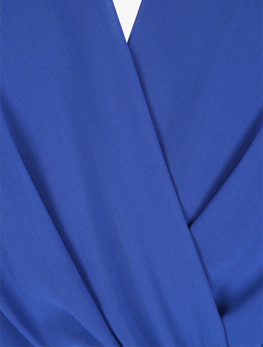 Effen lange jurk met voile - Kobaltblauw - Image 3
