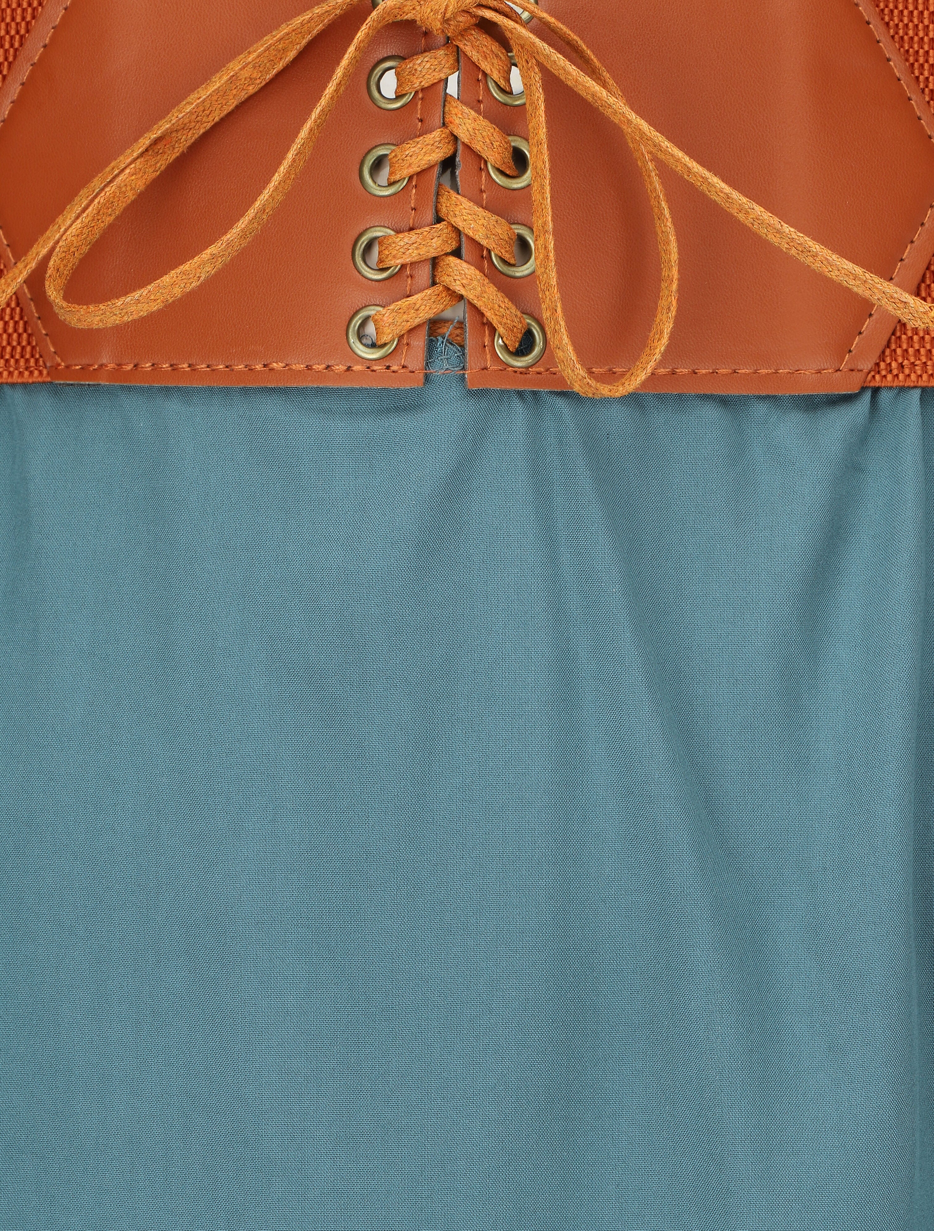 Effen lange rok met elastische tailleband - Blauwgroen - Image 3