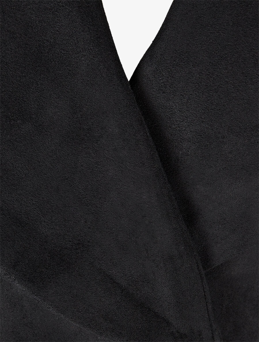 Effen lange trenchcoat suedine - Zwart - Image 3