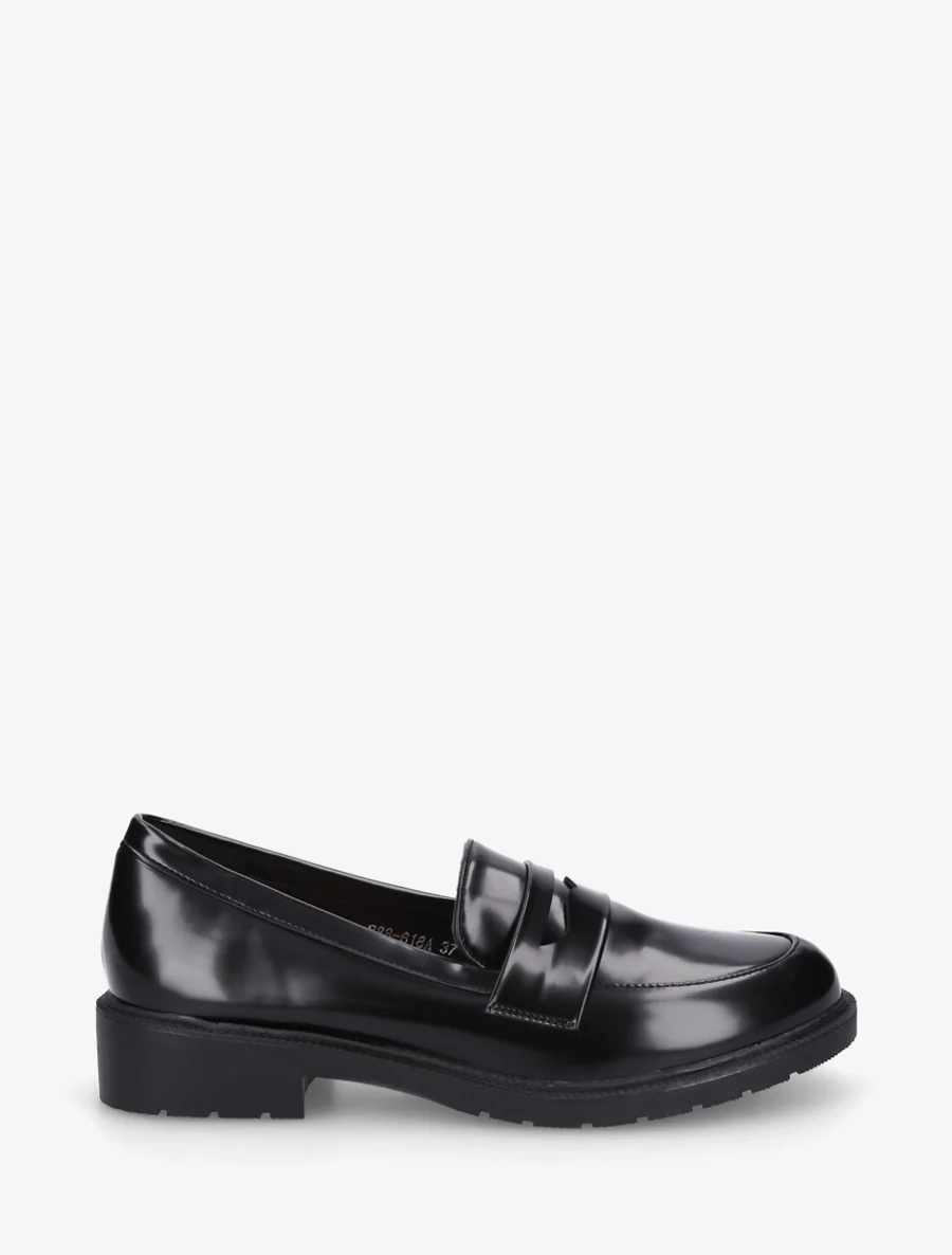 Effen loafers van imitatieleer - Zwart
