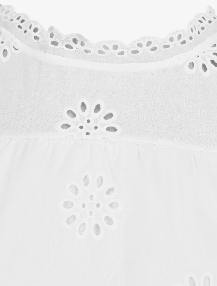 Effen mouwloze blouse met bloemmotief - wit - Image 3