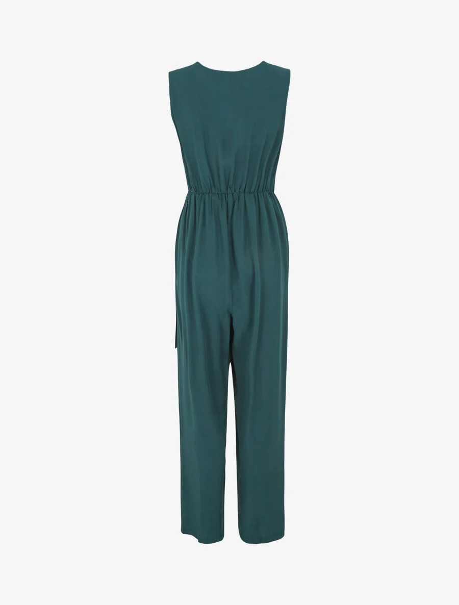 Effen mouwloze jumpsuit - Dennengroen - Image 2