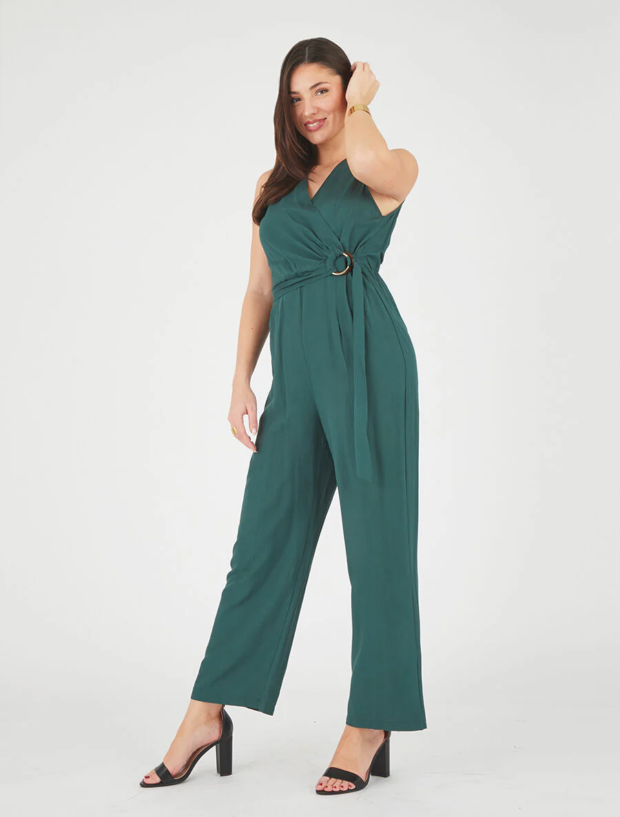 Effen mouwloze jumpsuit - Dennengroen - Image 4