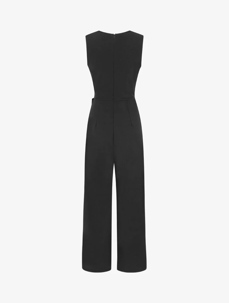 Effen mouwloze jumpsuit met hartdetail - zwart - Image 2