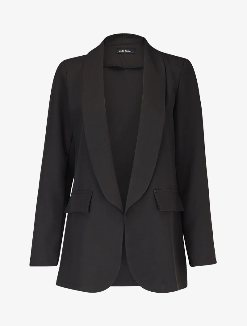 Effen open blazer - zwart