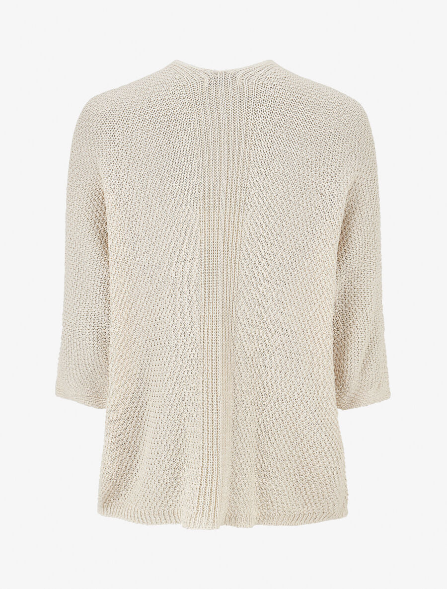 Effen opengewerkt vest - Beige - Image 2