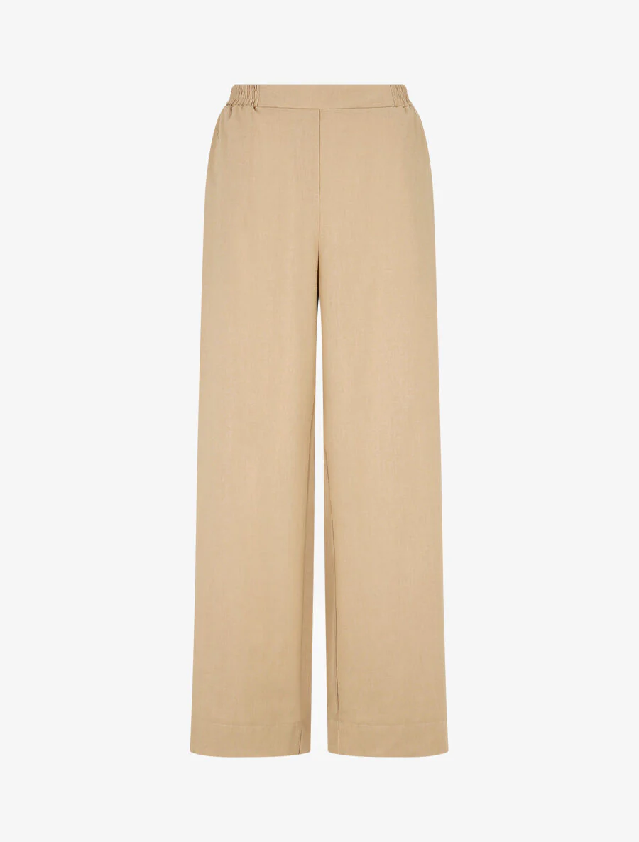 Effen overhemd en broek met linnen effect - Beige - Image 5